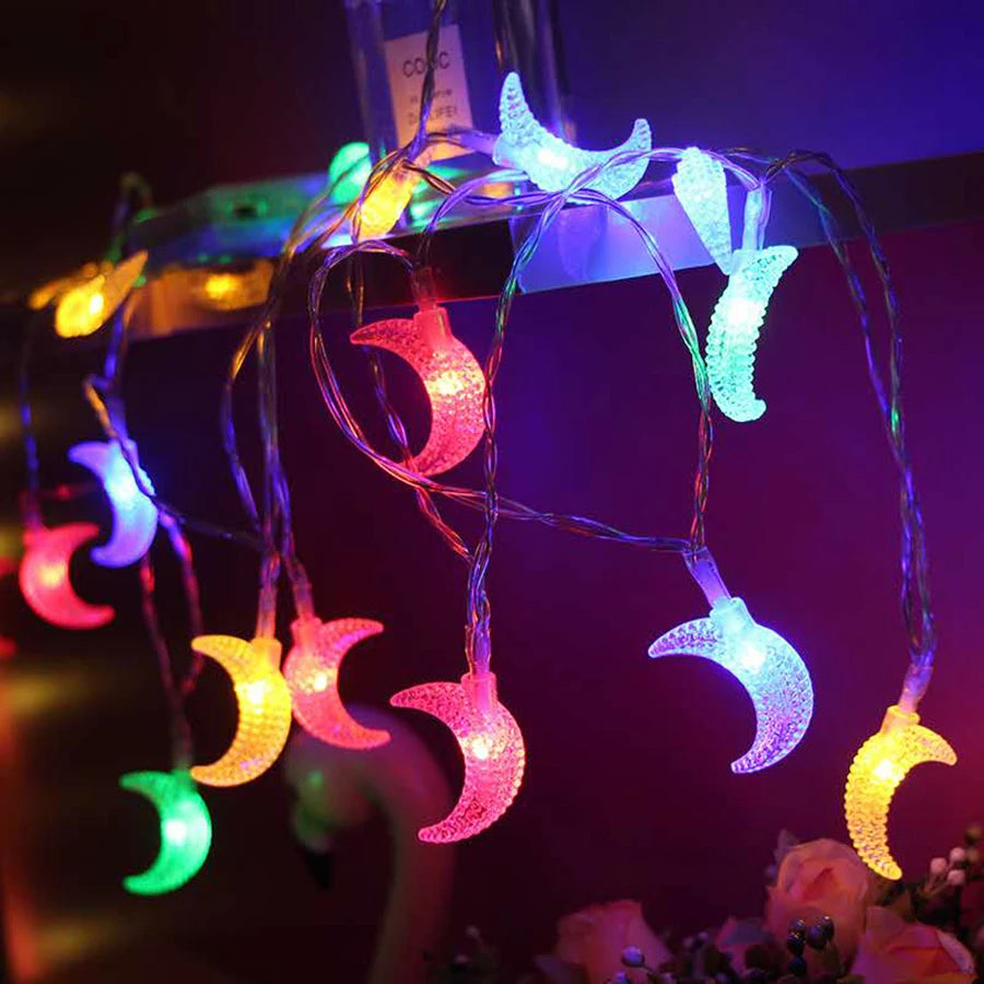 10/20/40 LED Moon Light String Twinkle Garlands Battery Powered Christmas Holiday