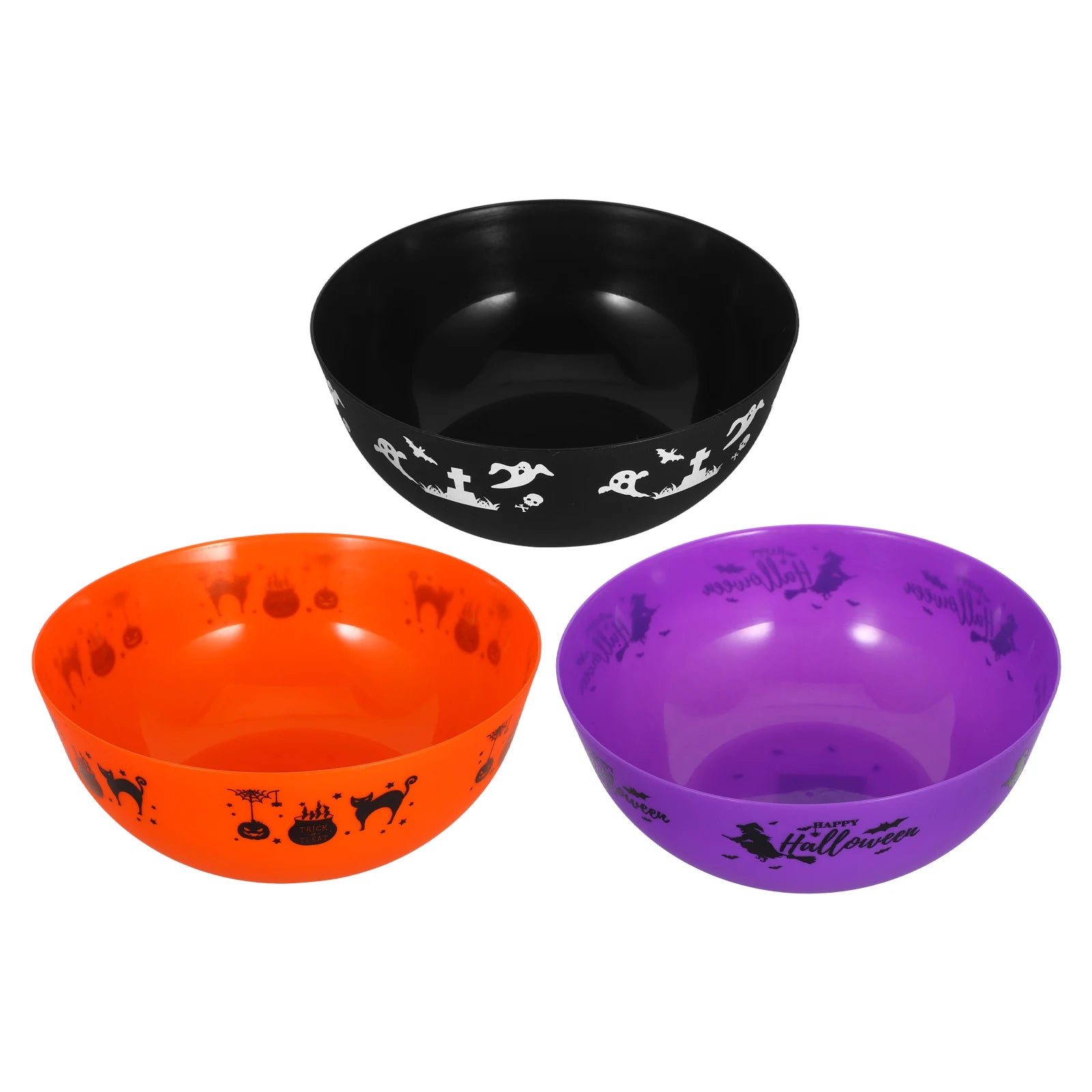 3pcs Halloween Candy Bowl Spooky Reusable Trick-Or-Treat Fruit Salad Bowls