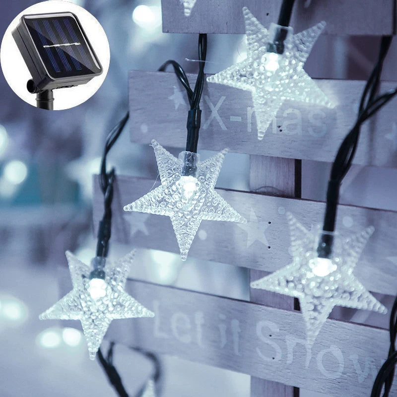 Solar Star String Lights 8 Modes Twinkle Fairy Waterproof Garland for Outdoor Gardens