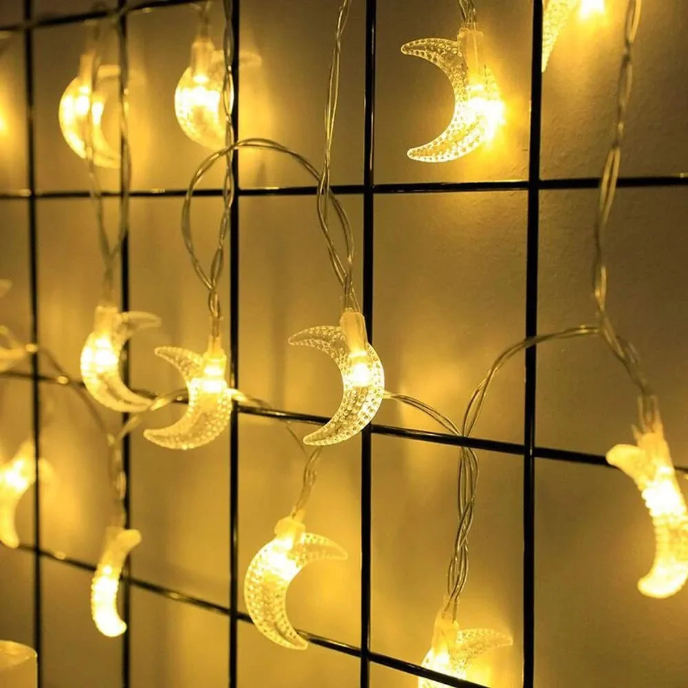 10/20/40 LED Moon Light String Twinkle Garlands Battery Powered Christmas Holiday