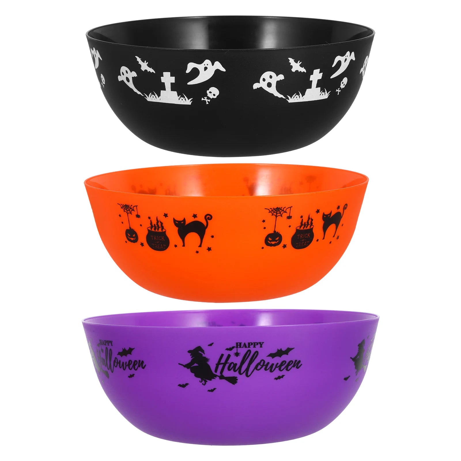 3pcs Halloween Candy Bowl Spooky Reusable Trick-Or-Treat Fruit Salad Bowls
