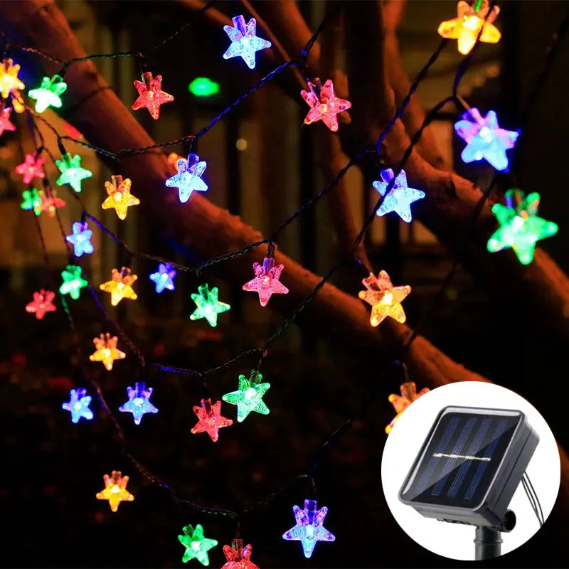 Solar Star String Lights 8 Modes Twinkle Fairy Waterproof Garland for Outdoor Gardens