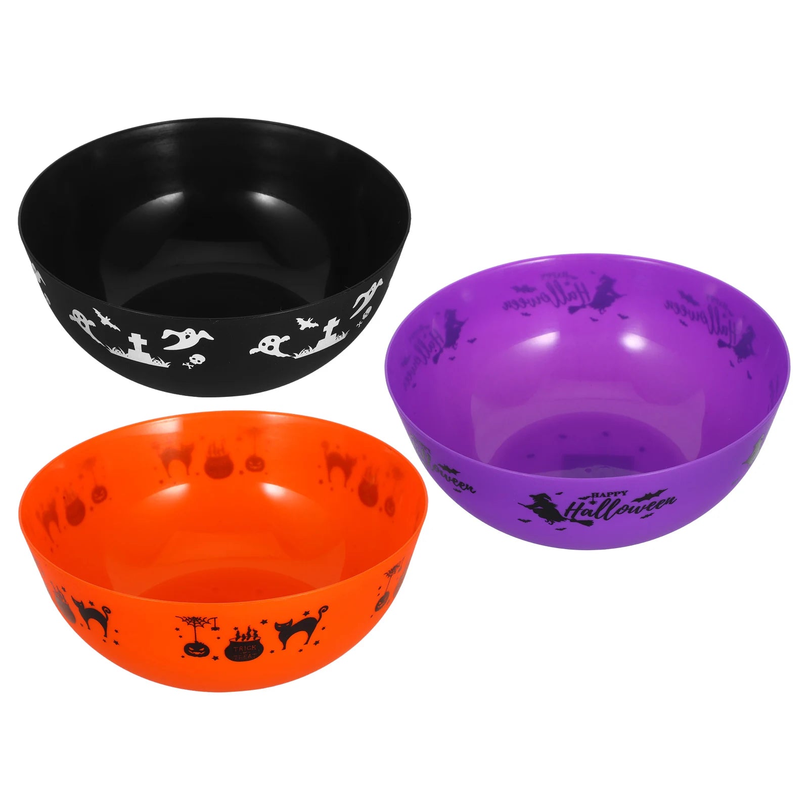 3pcs Halloween Candy Bowl Spooky Reusable Trick-Or-Treat Fruit Salad Bowls