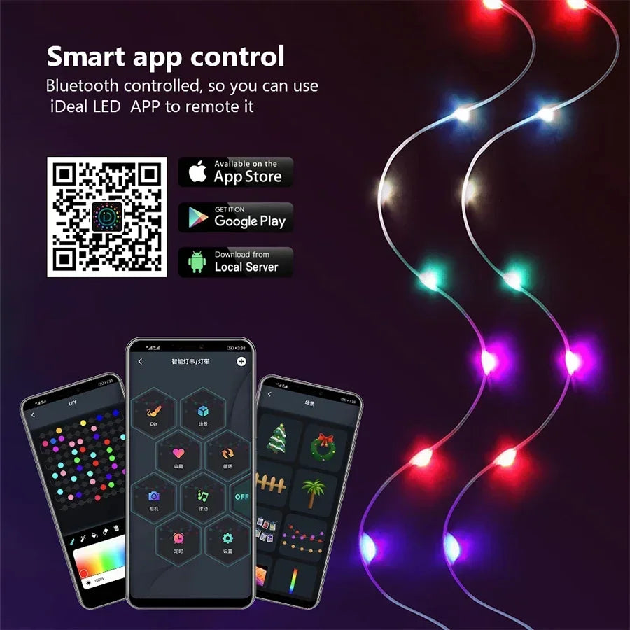 Smart RGB Fairy String Lights USB Twinkle Lights App Control Music Sync Bedroom
