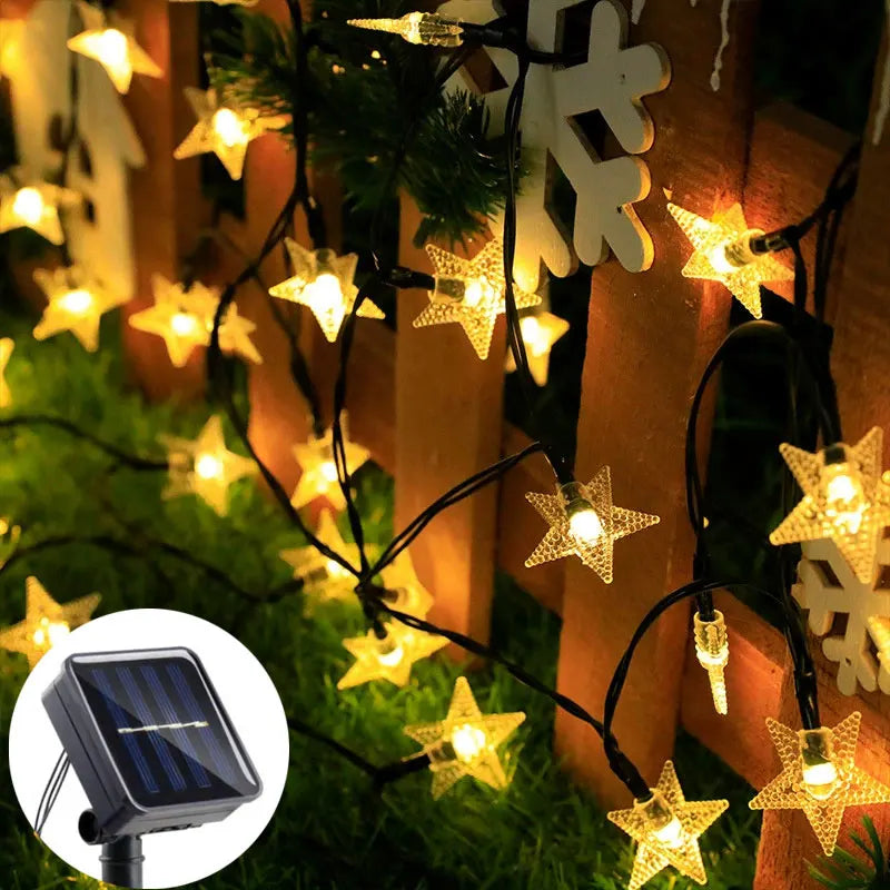 Solar Star String Lights 8 Modes Twinkle Fairy Waterproof Garland for Outdoor Gardens
