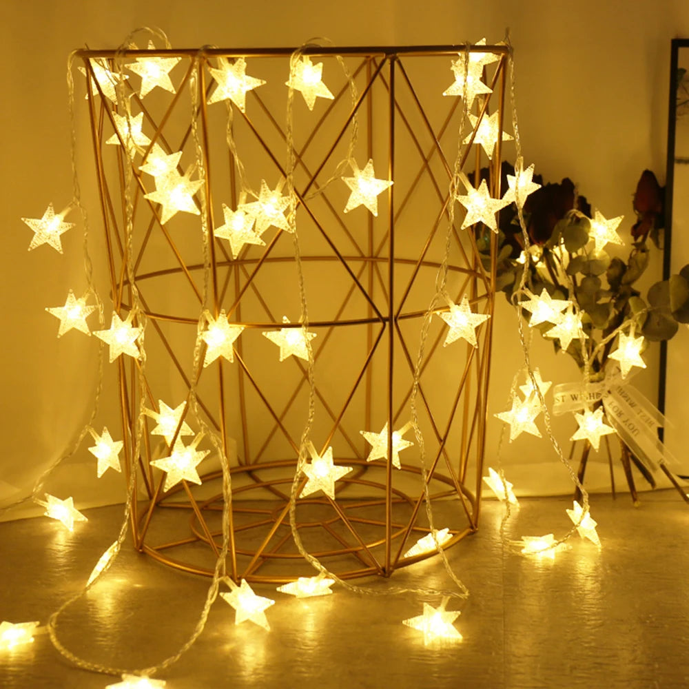 LED Star Fairy Lights Outdoor Chain Lights Garland Bulb String Lights Party