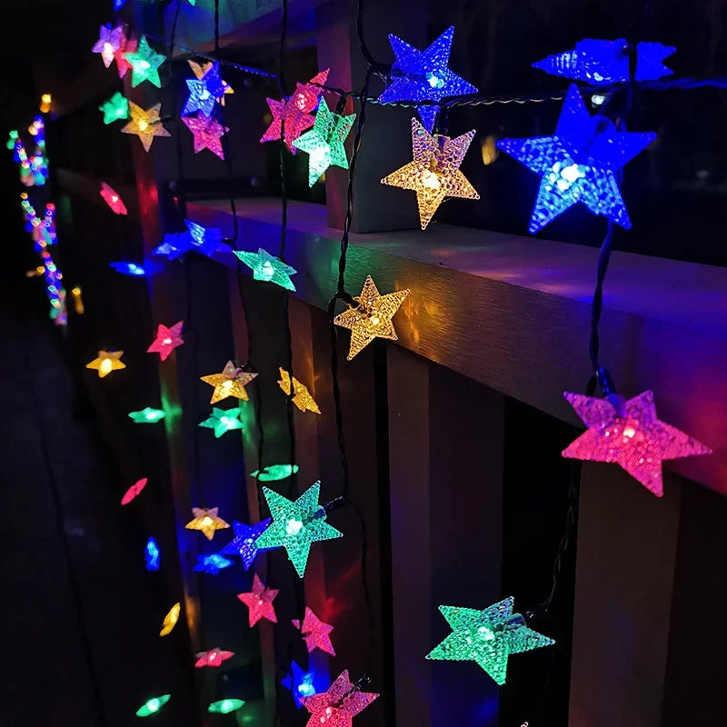 Solar Star String Lights 8 Modes Twinkle Fairy Waterproof Garland for Outdoor Gardens